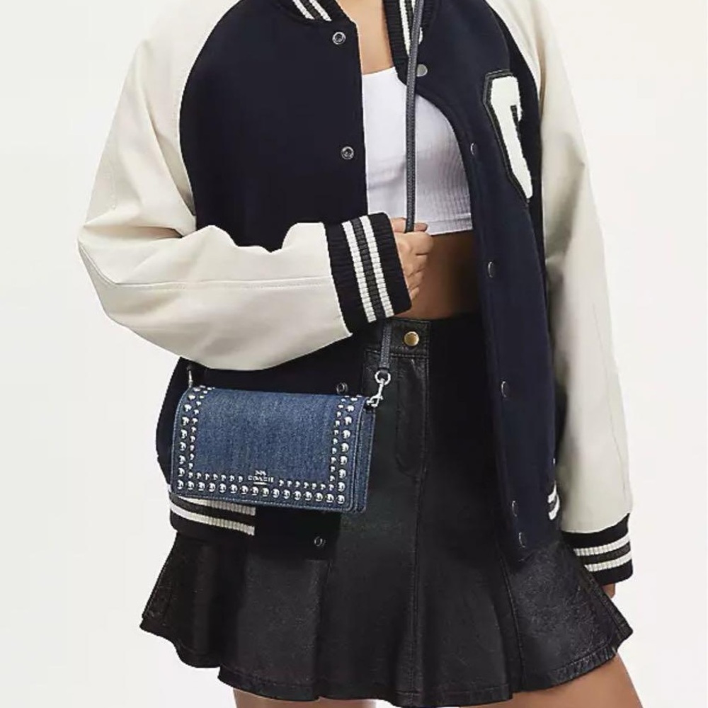 COACH Anna Foldover Clutch Crossbody with Rivets - Picture 2 of 15